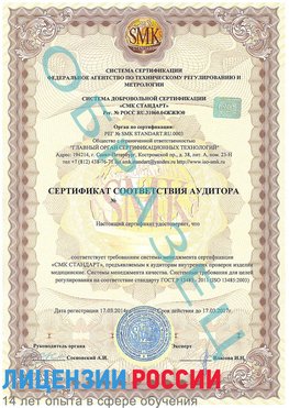 Образец сертификата соответствия аудитора Нижнегорский Сертификат ISO 13485